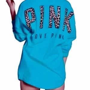 Vs pink leopard print oversized long sleeve top